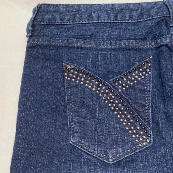 GUESS Jeans Mini Skirt Women's 29 Blue Dark Wash Denim Western Style Beaded Y2K - Picture 3 of 9